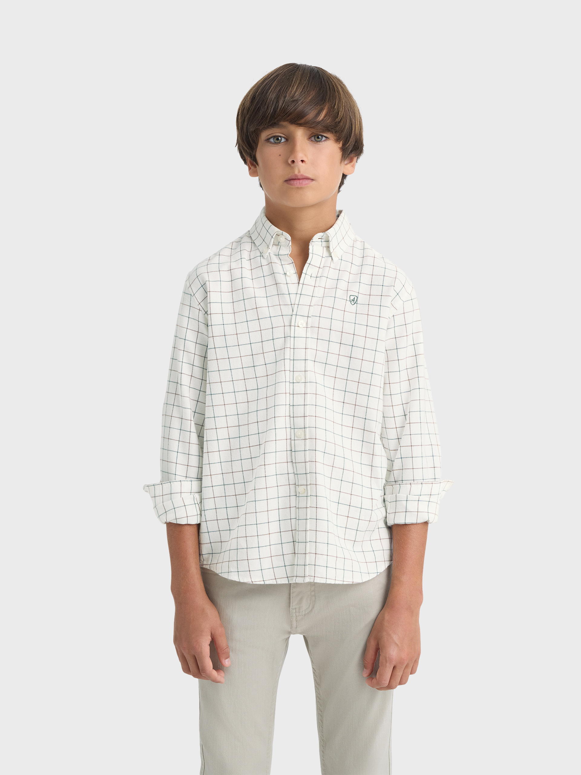 CAMISA FLANNEL CHECKS KIDS BEIGE