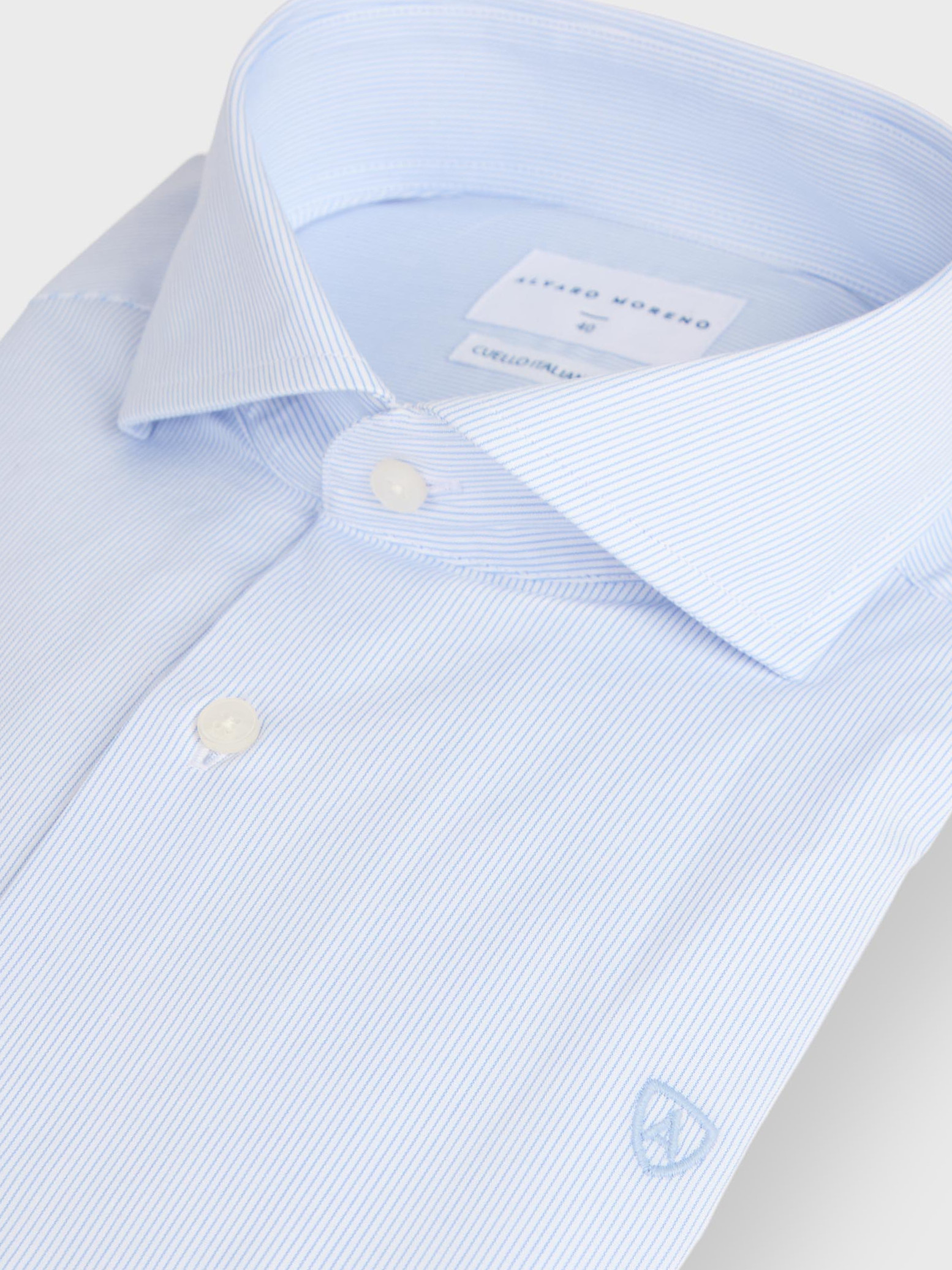 CAMISA VESTIR 500 RAYAS CELESTE