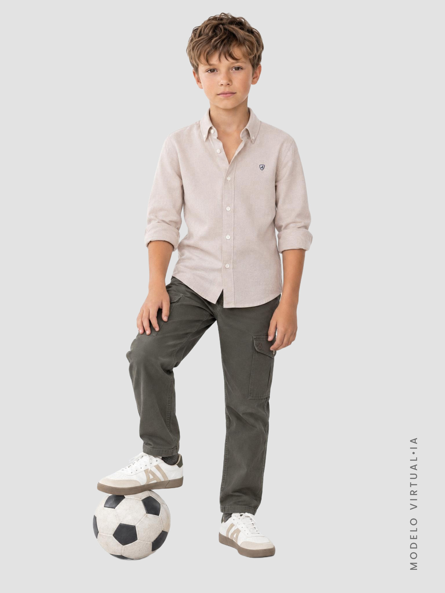 CAMISA OXFORD SOLID KIDS CAMEL