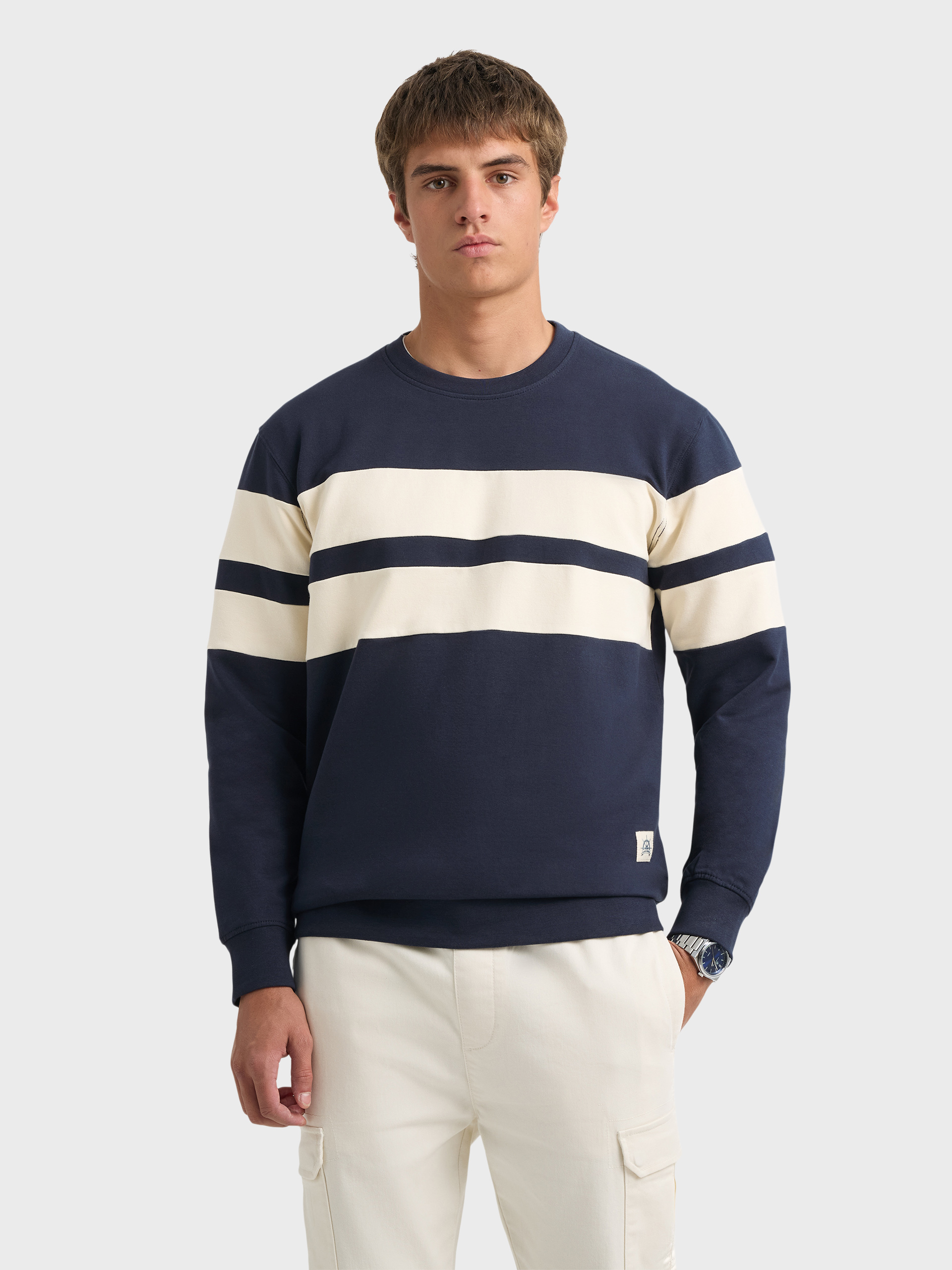 SUDADERA STRIPES AZUL MARINO