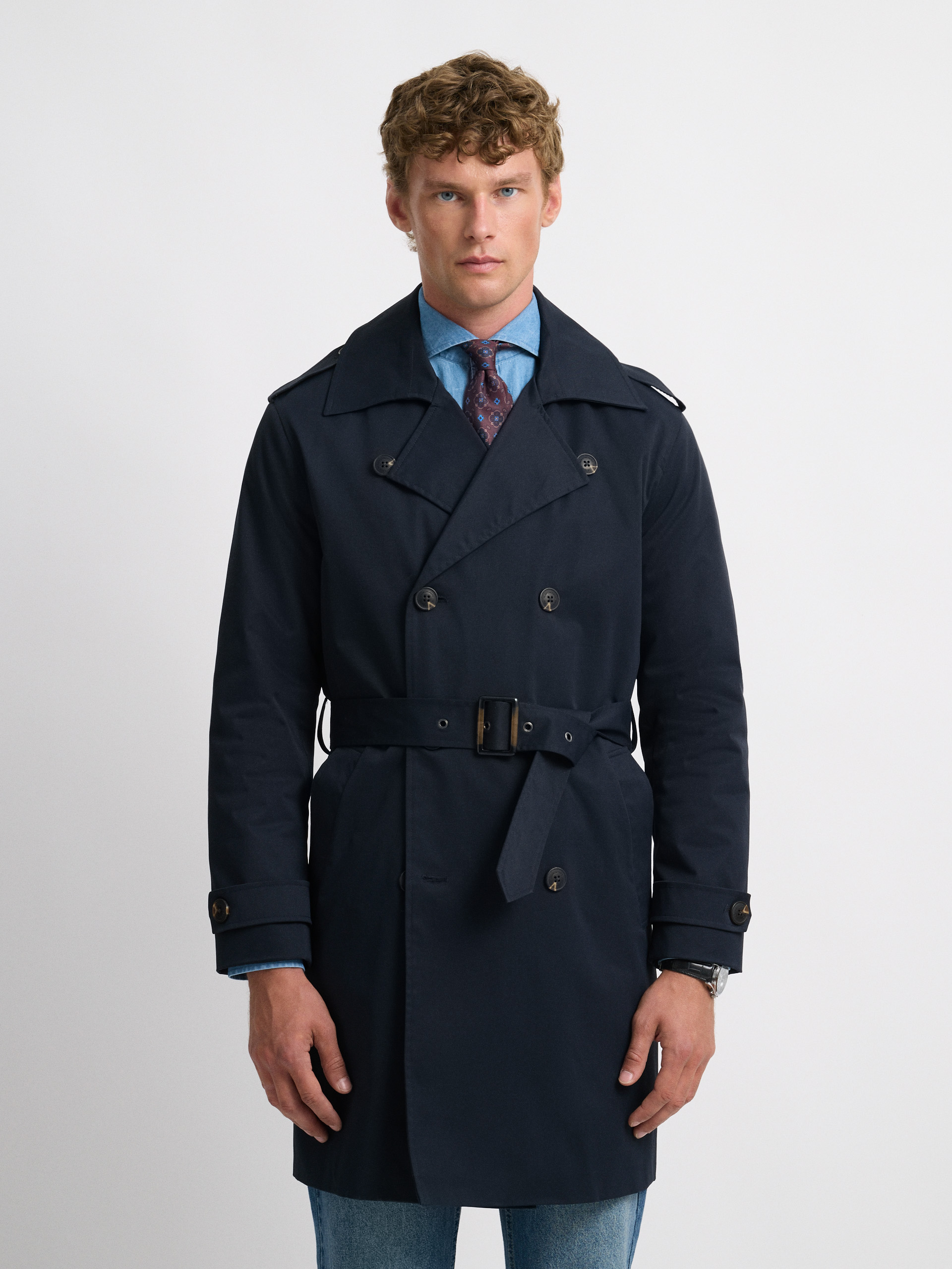 GABARDINA TRENCH AZUL MARINO