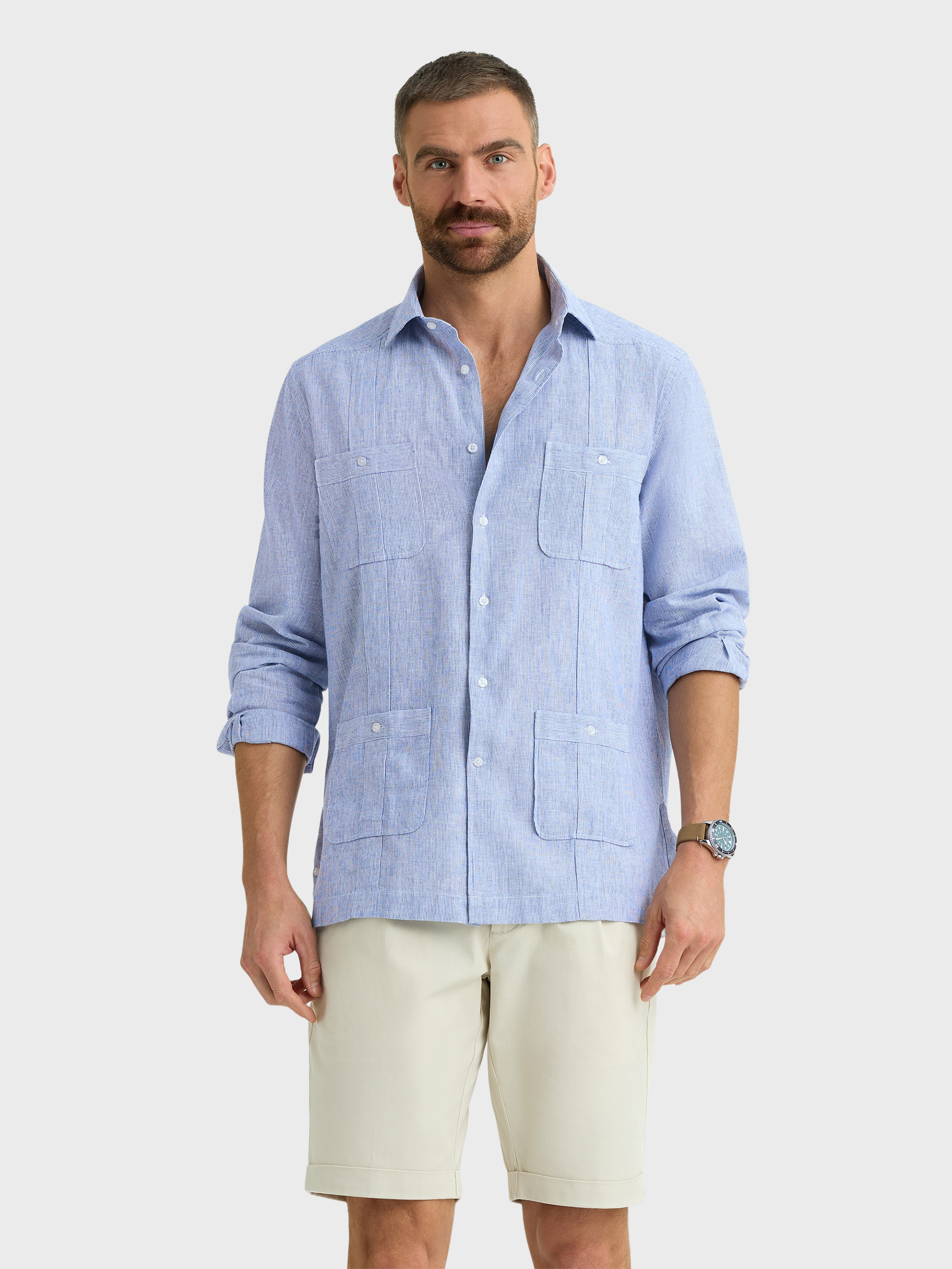 CUBANA LINO MIL RAYAS AZUL MARINO