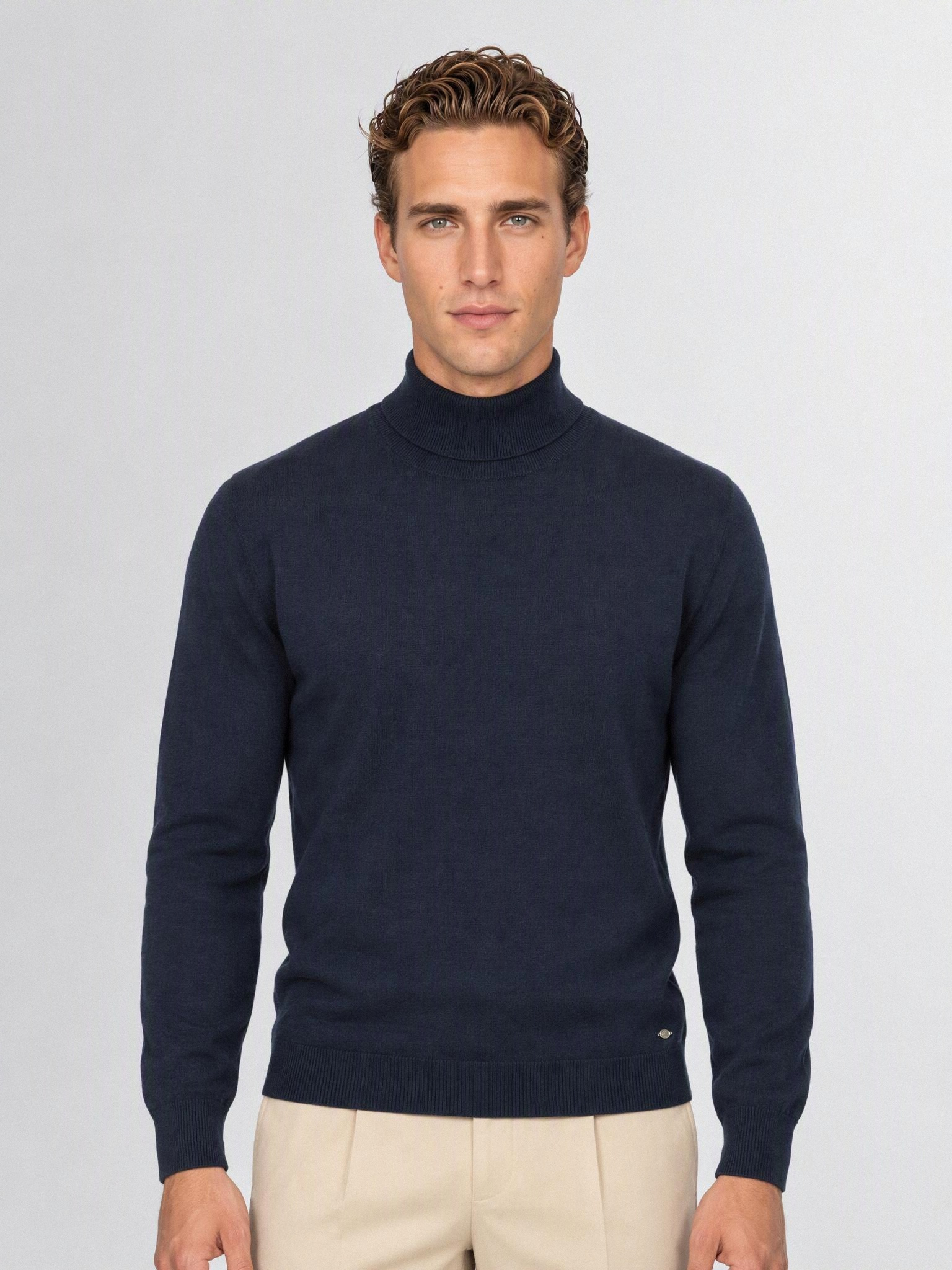 JERSEY ROLL COLLAR AZUL