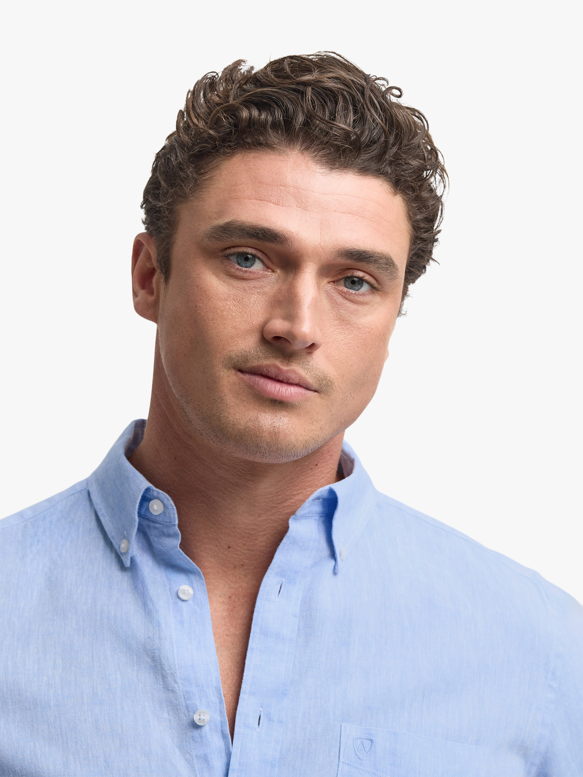 CAMISA LINO BOLSILLO AZUL