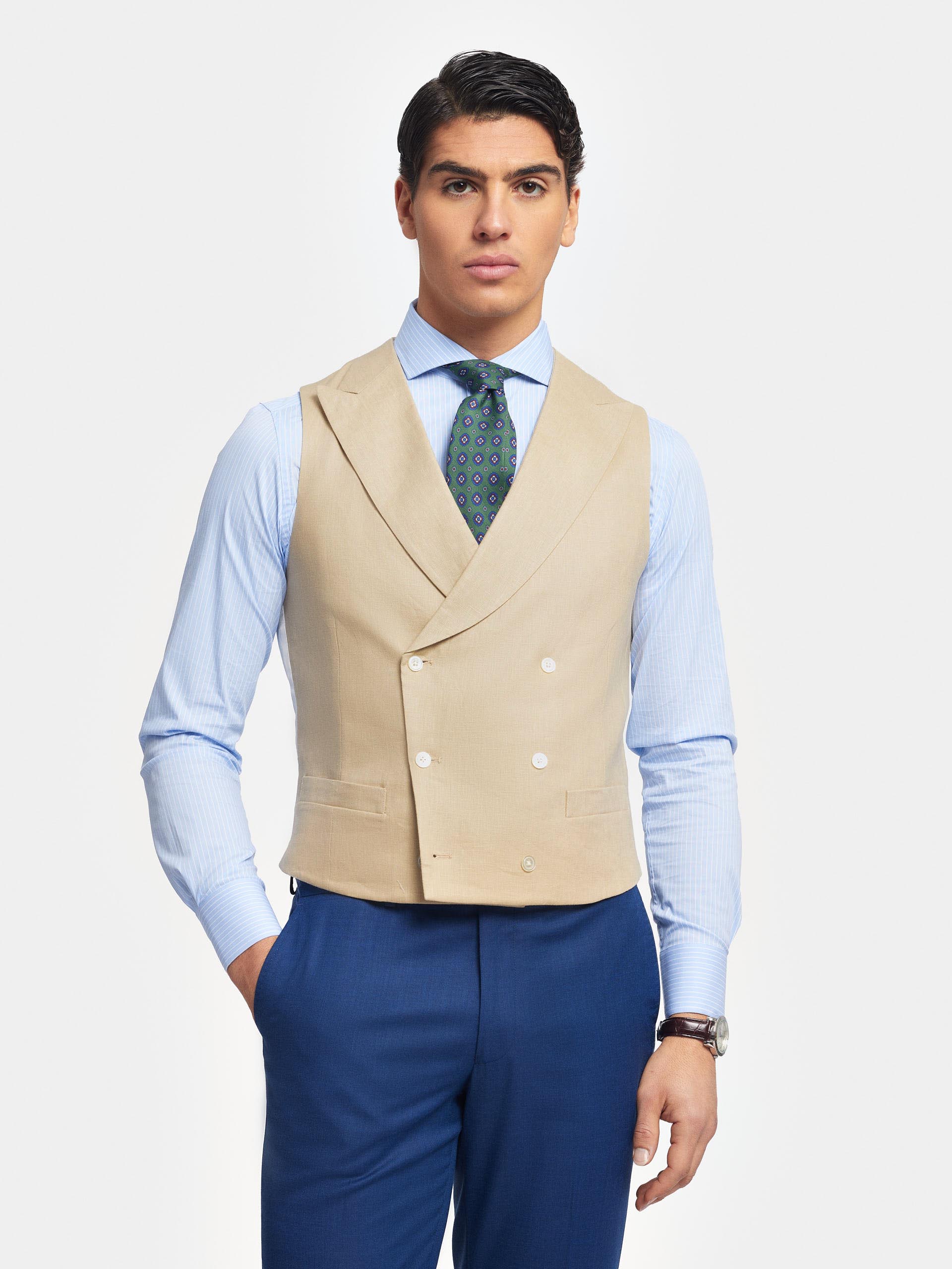 CHALECO LINO CAMEL