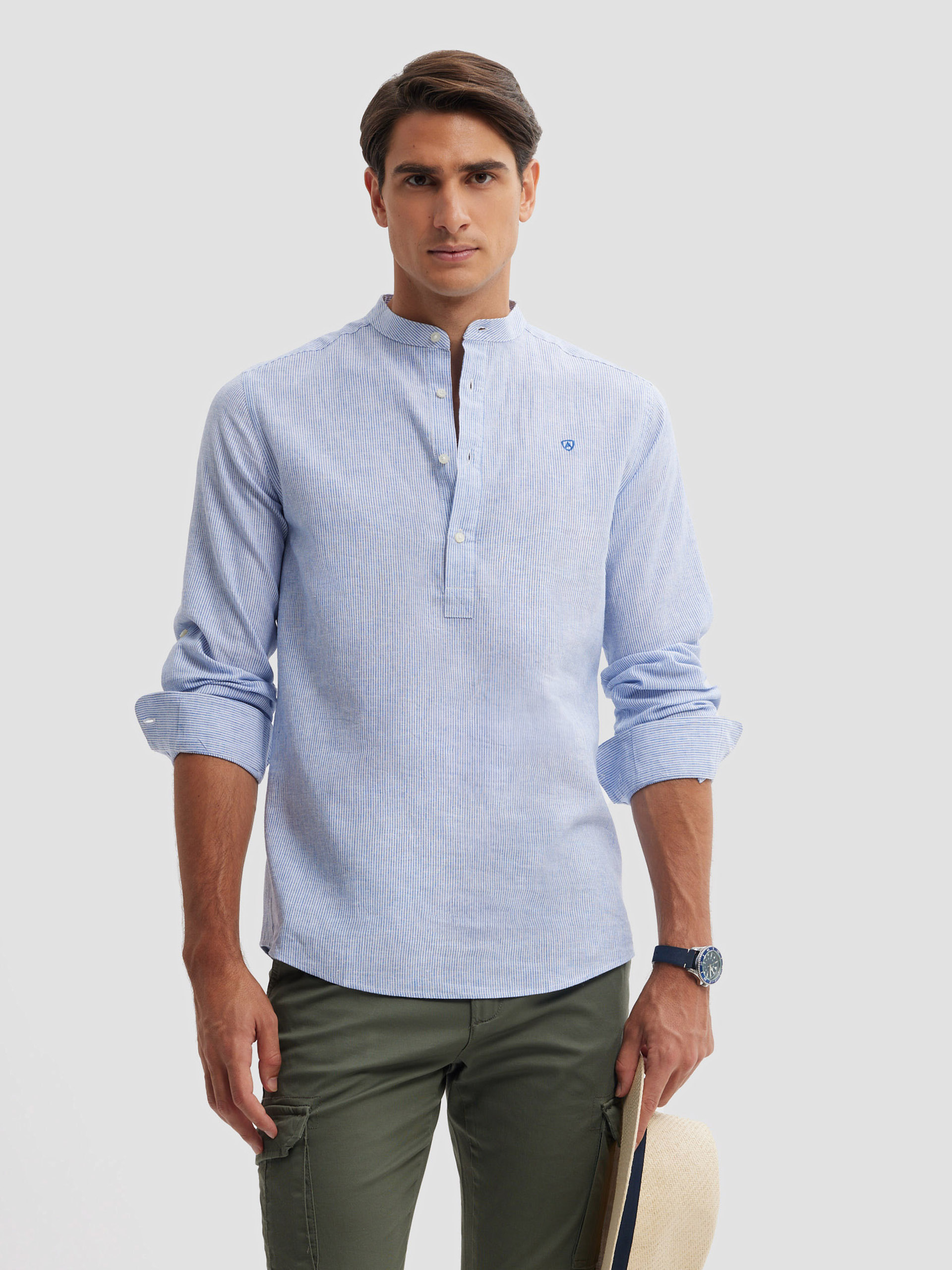 POLERA LINO RAYAS MAO AZUL