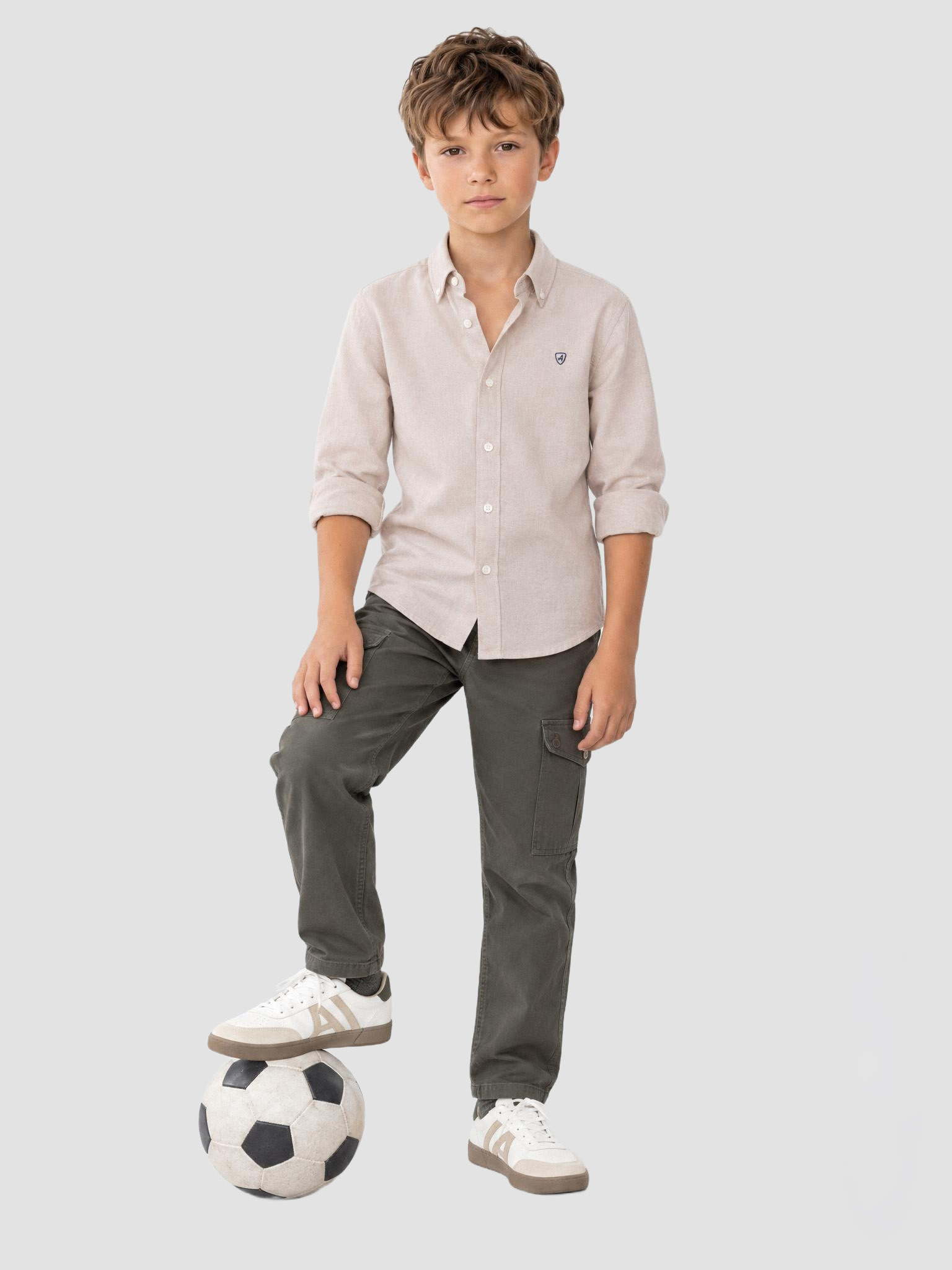 CAMISA OXFORD SOLID KIDS CAMEL