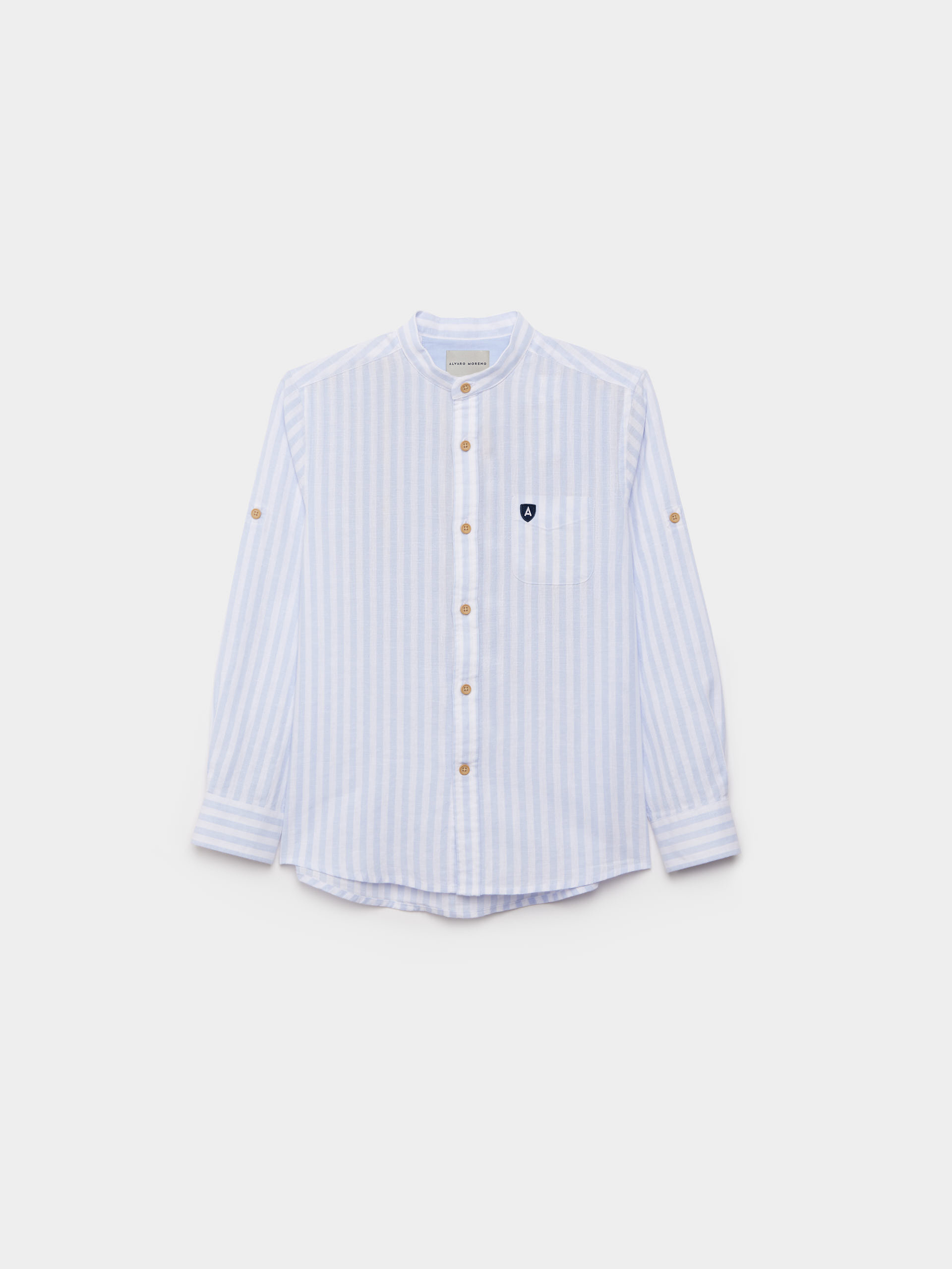 CAMISA LINO MAO KIDS CELESTE