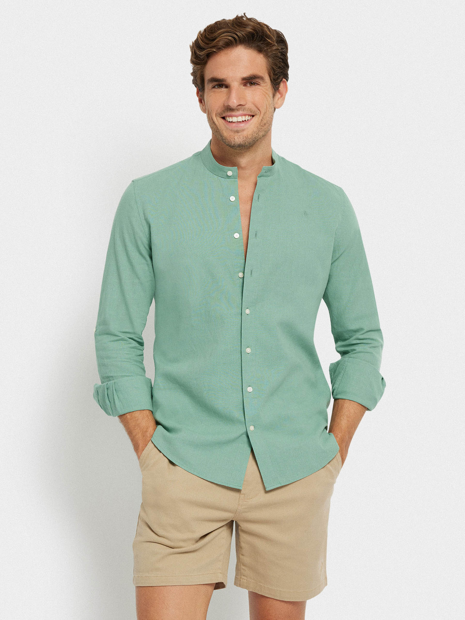 CAMISA LINO MAO VERDE