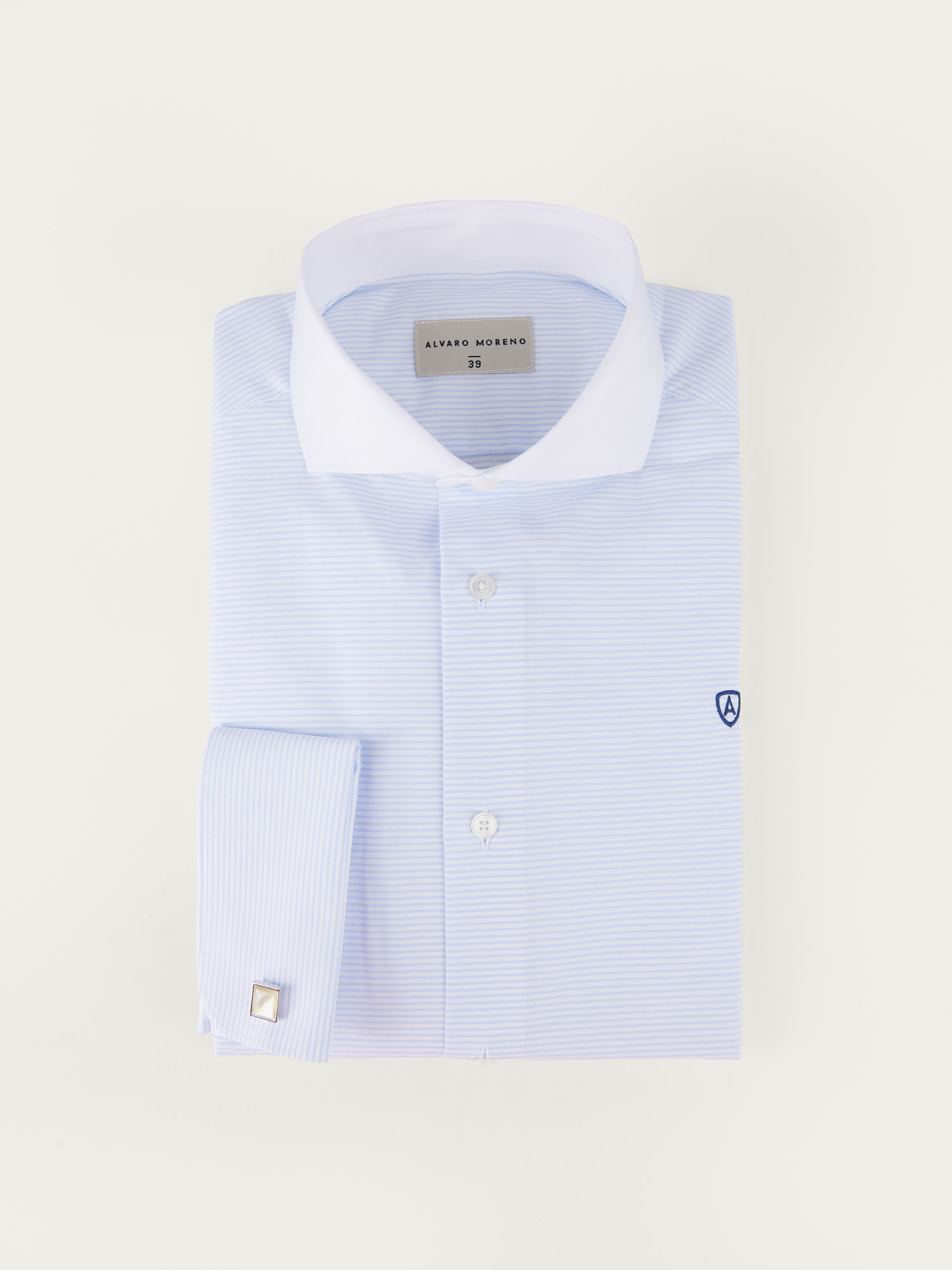 CAMISA RAYAS P.DOBLE CELESTE