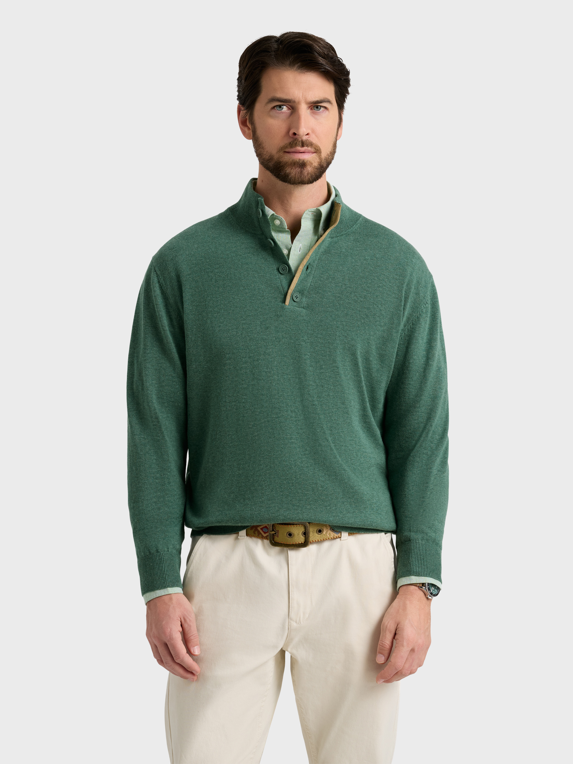 JERSEY BUTTON COLLAR VERDE