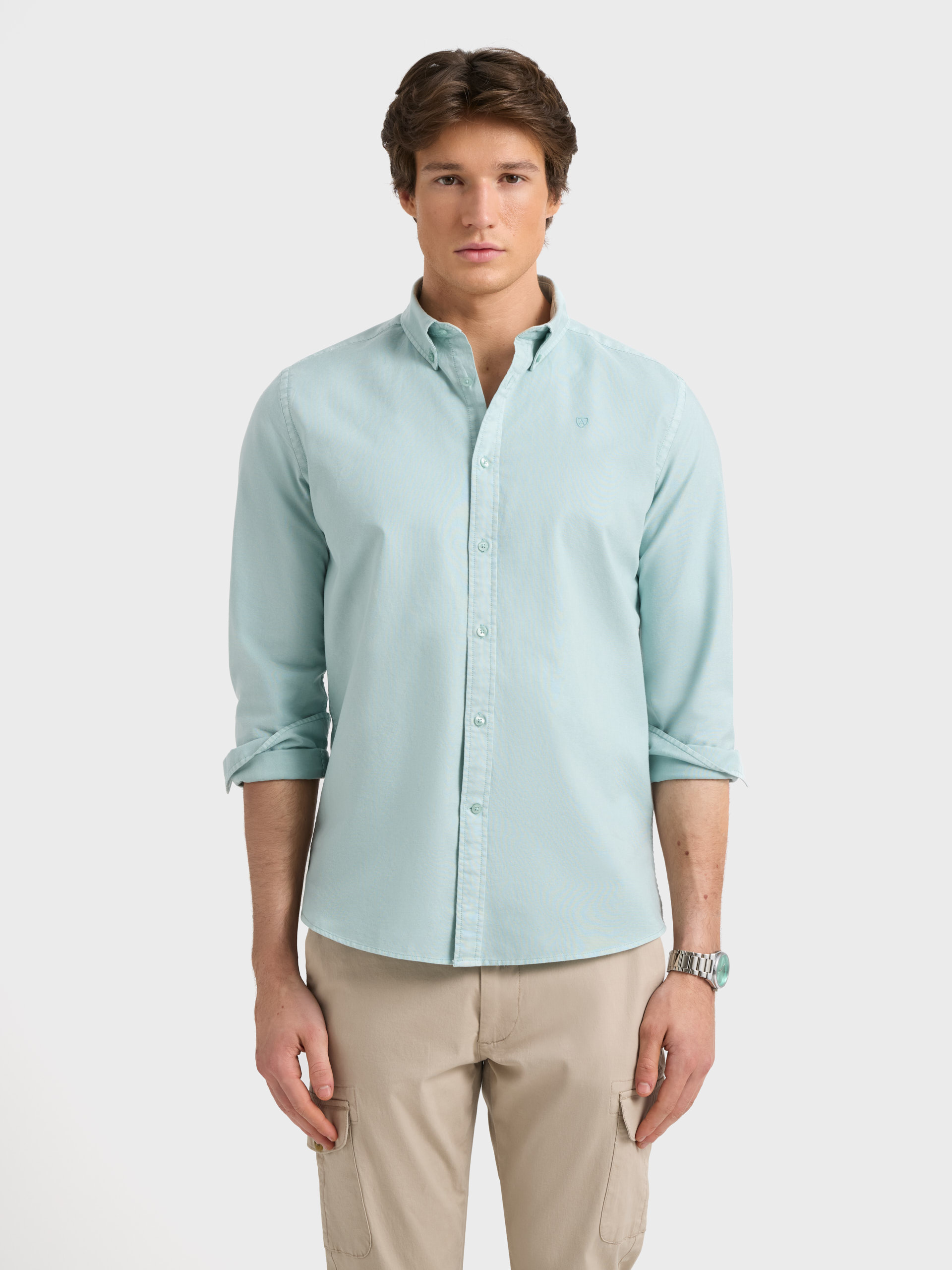 CAMISA OXFORD DYE VERDE AGUA