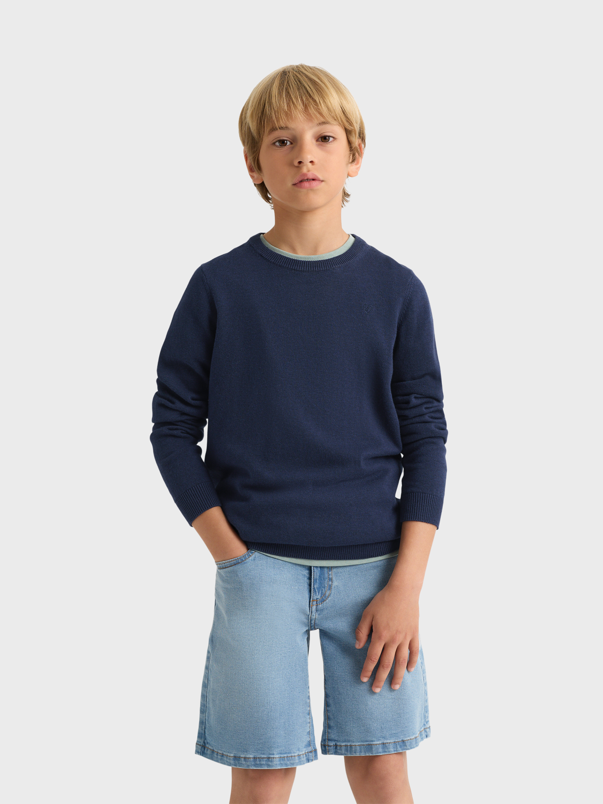 JERSEY ROUND NECK KIDS AZUL MARINO