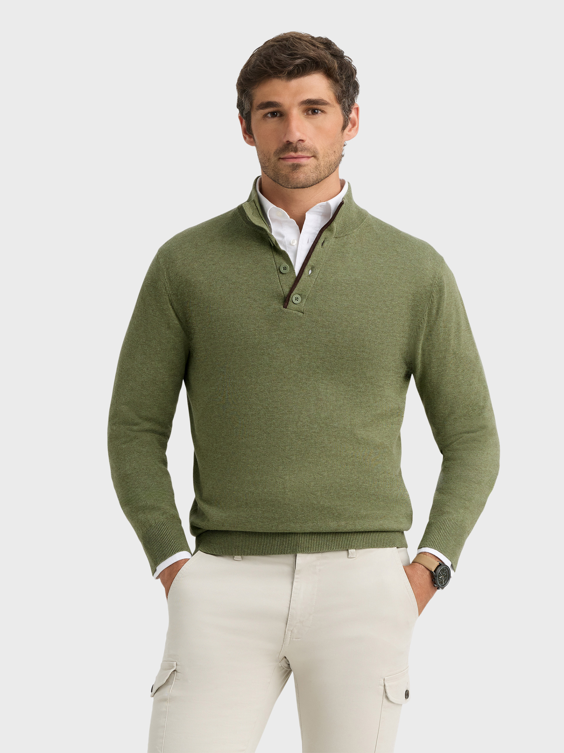JERSEY BUTTON COLLAR VERDE