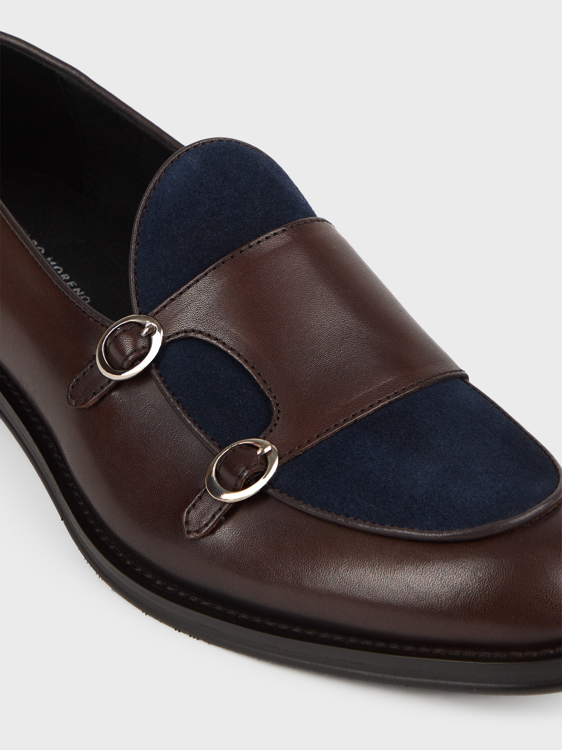 MOCASIN HEBILLAS BICOLOR AZUL MARINO