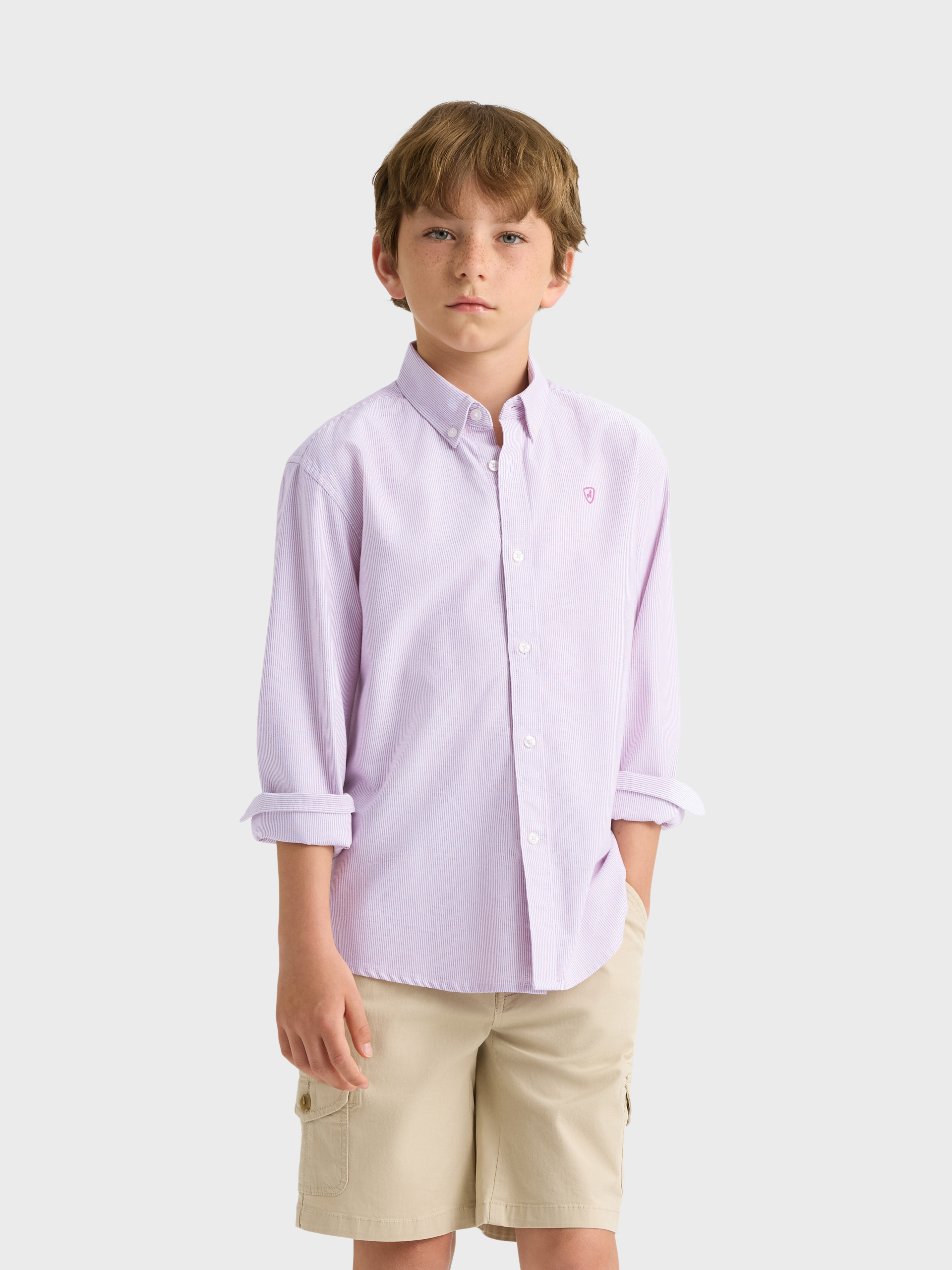CAMISA OXFORD MIL RAYAS KIDS BURDEOS