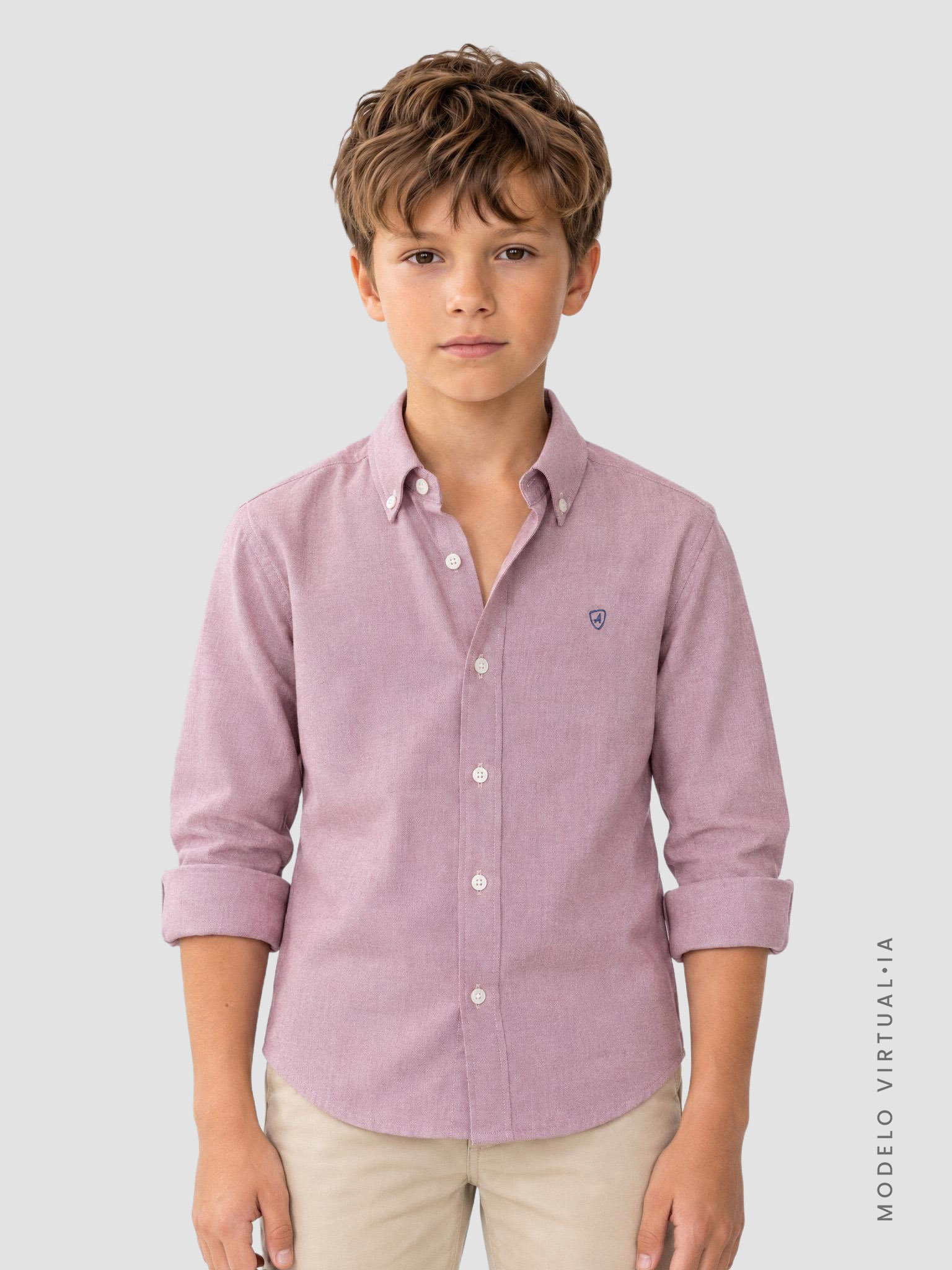 CAMISA OXFORD SOLID KIDS BURDEOS