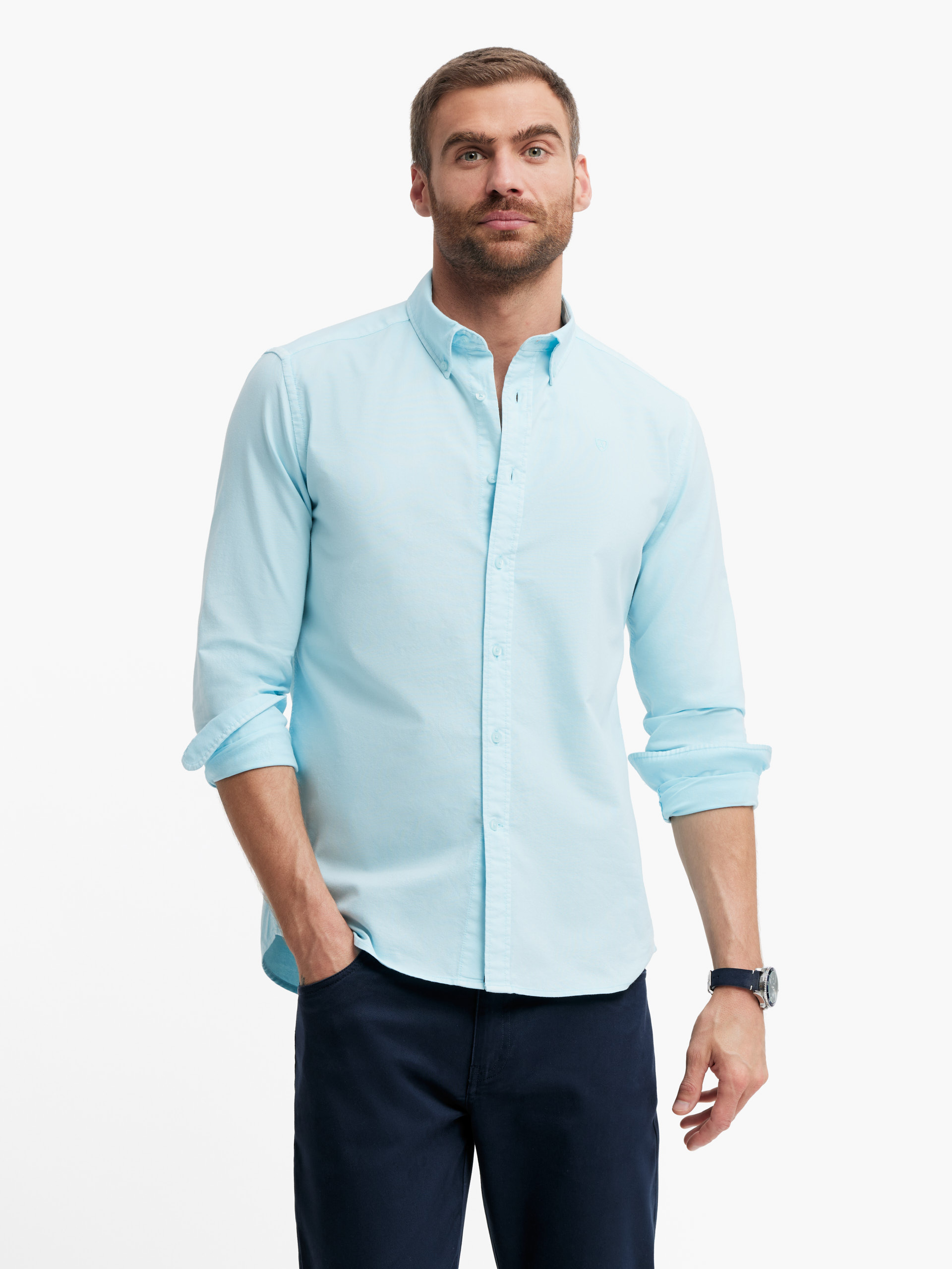 CAMISA OXFORD DYE VERDE AGUA