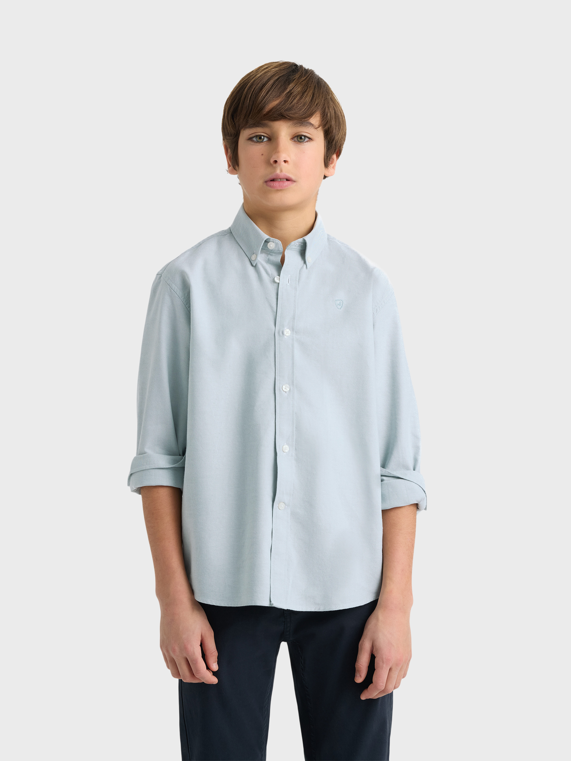 CAMISA OXFORD SOLID KIDS AZUL